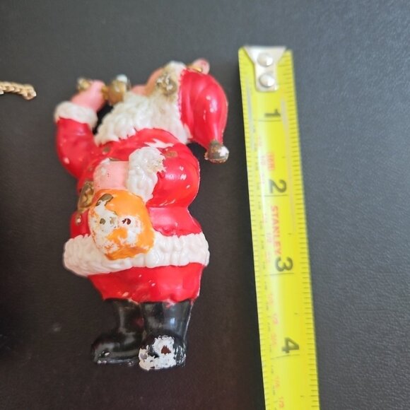 Lot of 10 Vintage Santa Ornaments Figurines Ceramic Plastic Blow Mold Taiwan - Picture 8 of 16